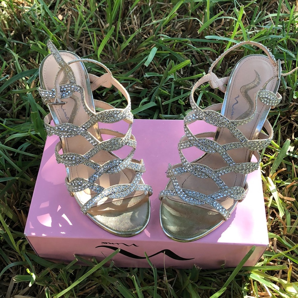 Gold platform heels